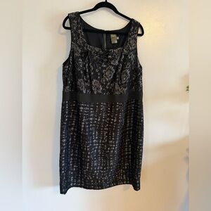 Taylor Black and Silver Textured Midi Dress